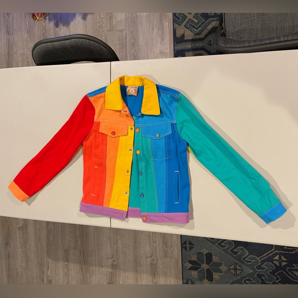 Mokuyobi Rainbow Denim Jacket Bright Colorful